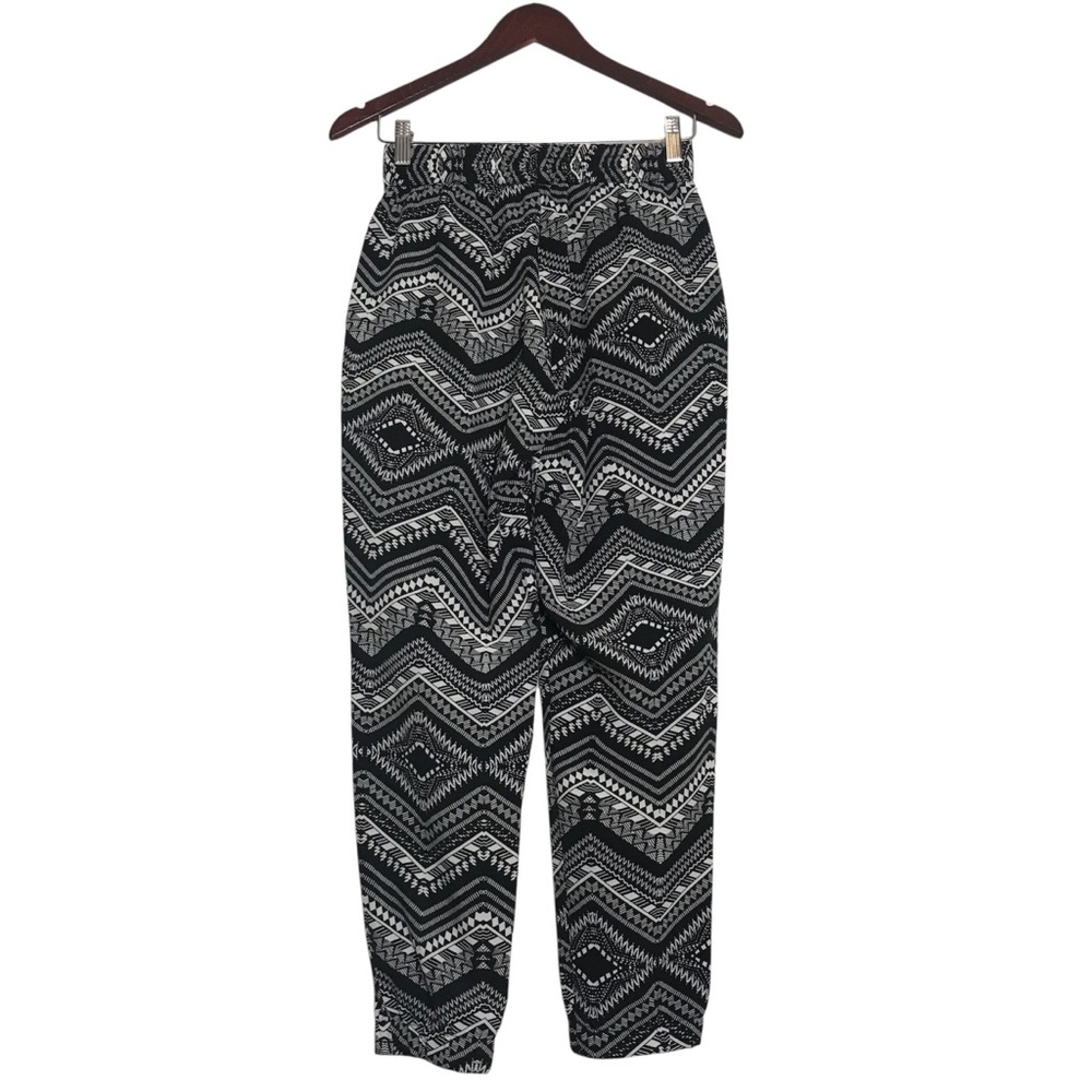 Wet Seal Y2K Black Tribal Print Jogger Pull On Pants Womens Size M Boho Casual